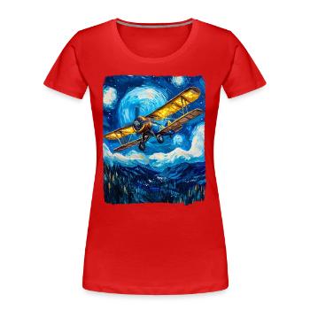 Luftfahrtpilot Vintage Flugzeug - Frauen Premium Bio T-Shirt - Rot - Vorne - Mia (176cm)