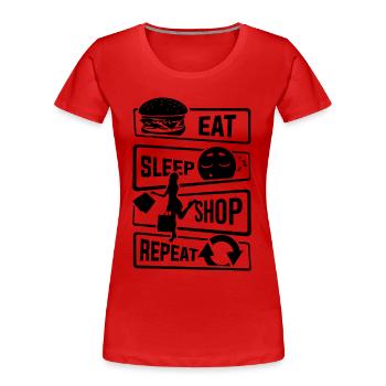 Eat Sleep Shop Repeat - Purchase Shoes Business - Women's Premium Organic T-Shirt - red - Front - Mia (176cm)