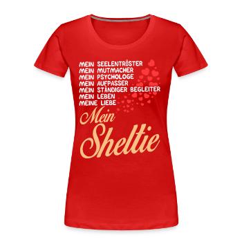 Sheltie - Mein - Frauen Premium Bio T-Shirt - Rot - Vorne - Mia (176cm)