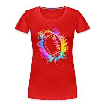 Bunte Spritzer Fußball Kinder - Frauen Premium Bio T-Shirt - Rot - Vorne - Mia (176cm)