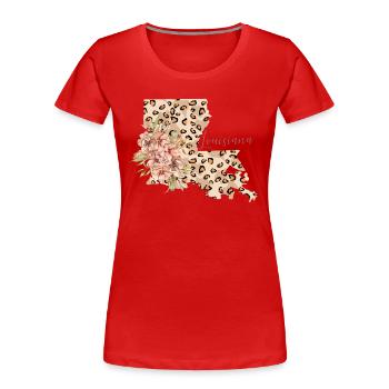 Louisiana Leopard-muster-karte - Frauen Premium Bio T-Shirt - Rot - Vorne - Mia (176cm)