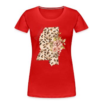 Mississippi Leopard Pattern Map Leo - T-shirt bio Premium Femme - rouge - Devant - Mia (176cm)