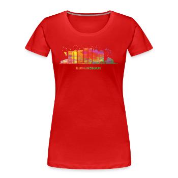 Birminghamer Skyline Birmingham - Frauen Premium Bio T-Shirt - Rot - Vorne - Mia (176cm)