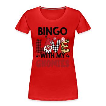 Bingo Liebe Mit Meinen Gnomies Buffalo Plaid Bingo - Frauen Premium Bio T-Shirt - Rot - Vorne - Mia (176cm)