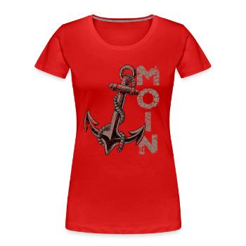 Moin Anker Ostfriesland Ostfriese - Frauen Premium Bio T-Shirt - Rot - Vorne - Mia (176cm)