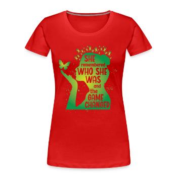 She remebered who she was - Women's Premium Organic T-Shirt - red - Front - Mia (176cm)