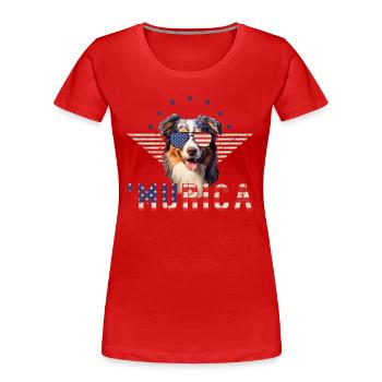 Lunettes de soleil Berger Australien Murica Flag - T-shirt bio Premium Femme - rouge - Devant - Mia (176cm)