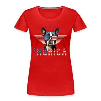 Lunettes de soleil Boston Terrier Murica drapeau cadeau - T-shirt bio Premium Femme - rouge - Devant - Mia (176cm)