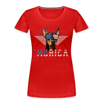 Lunettes de soleil Doberman Murica drapeau cadeau - T-shirt bio Premium Femme - rouge - Devant - Mia (176cm)