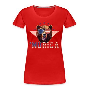 Grizzly ours lunettes de soleil Murica drapeau cadeau - T-shirt bio Premium Femme - rouge - Devant - Mia (176cm)