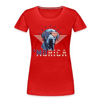 Lunettes de soleil Labrador Murica drapeau cadeau - T-shirt bio Premium Femme - rouge - Devant - Mia (176cm)