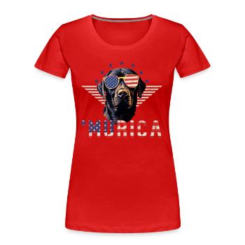 Lunettes de soleil Labrador Murica drapeau cadeau - T-shirt bio Premium Femme - rouge - Devant - Mia (176cm)