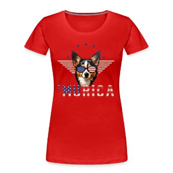Pembroke Welsh Corgi Lunettes de soleil Murica Flag - T-shirt bio Premium Femme - rouge - Devant - Mia (176cm)