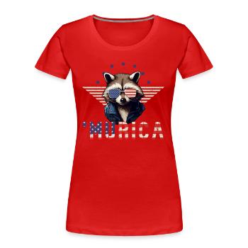 Lunettes de soleil raton laveur Murica America cadeau - T-shirt bio Premium Femme - rouge - Devant - Mia (176cm)