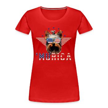 Lunettes de soleil Yorkshire Terrier Murica America - T-shirt bio Premium Femme - rouge - Devant - Mia (176cm)