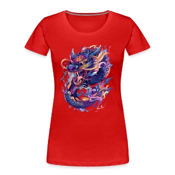Esthétique Dragon Fantasy Dragoncore Chinois - T-shirt bio Premium Femme - rouge - Devant - Mia (176cm)