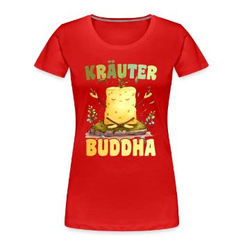 Herbes Beurre HerbesBouddha Drôle Yoga Méditation - T-shirt bio Premium Femme - rouge - Devant - Mia (176cm)