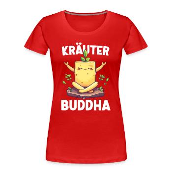KräuterBuddha Beurre aux herbes Méditation Yoga amusante - T-shirt bio Premium Femme - rouge - Devant - Mia (176cm)