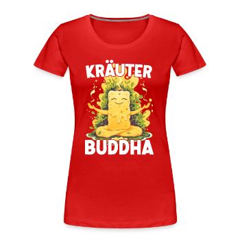 KräuterBuddha Beurre d’herbes Yoga Méditation amusante - T-shirt bio Premium Femme - rouge - Devant - Mia (176cm)