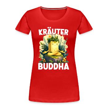 Herbes Beurre HerbesBouddha Yoga Méditation Drôle - T-shirt bio Premium Femme - rouge - Devant - Mia (176cm)