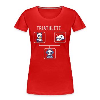 Humour Gamer Panda Triathlete Cadeau Jeux Video - T-shirt bio Premium Femme - rouge - Devant - Mia (176cm)