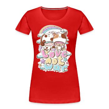 Cat and dog Love not war - Women's Premium Organic T-Shirt - red - Front - Mia (176cm)