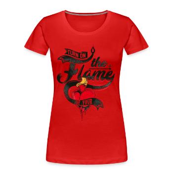 COEUR DE FLAMME - Romantique cadeau chaud - T-shirt bio Premium Femme - rouge - Devant - Mia (176cm)