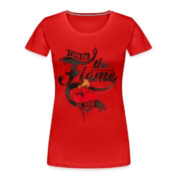 COEUR DE FLAMMES - Romantique cadeau chaud - T-shirt bio Premium Femme - rouge - Devant - Mia (176cm)