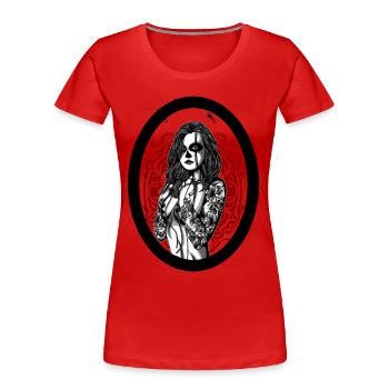 Women with tattoo - Women's Premium Organic T-Shirt - red - Front - Mia (176cm)