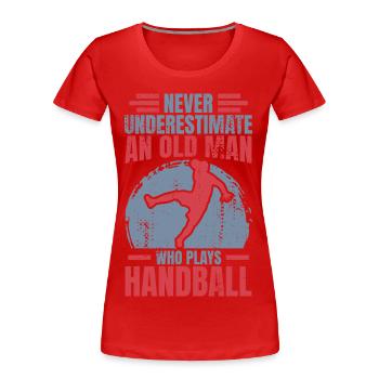 Grand-père handball - T-shirt bio Premium Femme - rouge - Devant - Mia (176cm)
