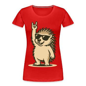 Cooles Stachelschwein Rockerbaby - Frauen Premium Bio T-Shirt - Rot - Vorne - Mia (176cm)