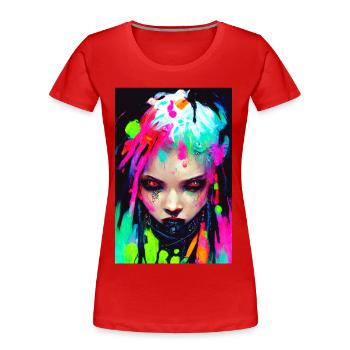 Evil Cyber Goth Girl Neon Farben Dreadlocks Punk - Frauen Premium Bio T-Shirt - Rot - Vorne - Mia (176cm)
