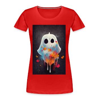 Cute Little Ghost Paint Splatter - Women's Premium Organic T-Shirt - red - Front - Mia (176cm)