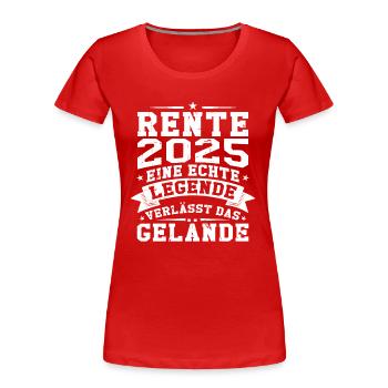 Rente 2025 eine echte legende verlässt das gelände - Frauen Premium Bio T-Shirt - Rot - Vorne - Mia (176cm)