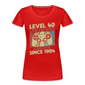 Level 40 freigeschaltet - Frauen Premium Bio T-Shirt - Rot - Vorne - Mia (176cm)