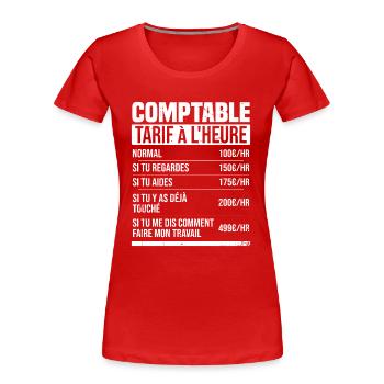 Comptable tarif à l'heure idée cadeau humour - T-shirt bio Premium Femme - rouge - Devant - Mia (176cm)