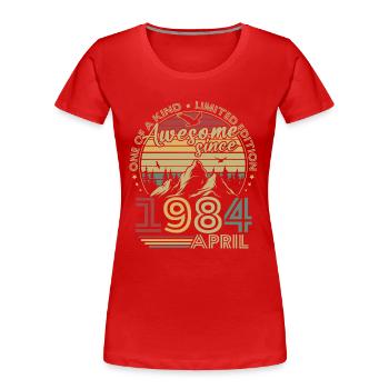 Jahrgang Avril 1984 Rétro Cadeau Anniversaire - Frauen Premium Bio T-Shirt - Rot - Vorne - Mia (176cm)