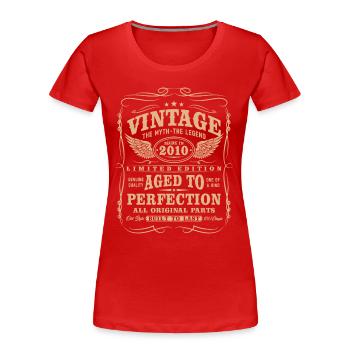 Vintage 2010 Vintage Anniversaire Cadeau Rétro - T-shirt bio Premium Femme - rouge - Devant - Mia (176cm)