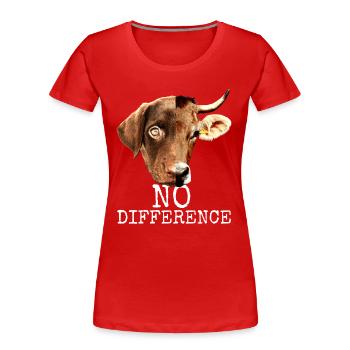 No Difference Pro Vegan Vegetarian Animal Welfare - Women's Premium Organic T-Shirt - red - Front - Mia (176cm)