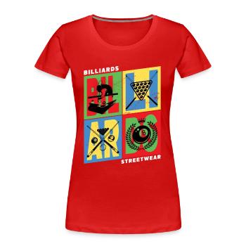 Billard Pool Snooker Queue Kugeln Vintage Retro - Frauen Premium Bio T-Shirt - Rot - Vorne - Mia (176cm)