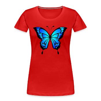 Schmetterling blau - Frauen Premium Bio T-Shirt - Rot - Vorne - Mia (176cm)