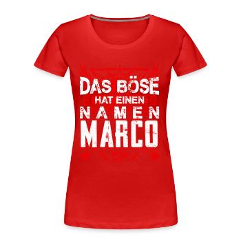 MARCO - Name - Frauen Premium Bio T-Shirt - Rot - Vorne - Mia (176cm)