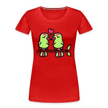 oiseaux dans l'amour 3 - T-shirt bio Premium Femme - rouge - Devant - Mia (176cm)