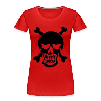 Rocknroll Skull - Frauen Premium Bio T-Shirt - Rot - Vorne - Mia (176cm)