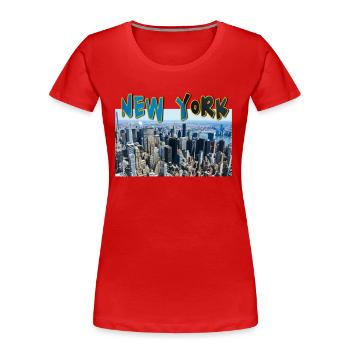New York Ville avec bâtiments NY - T-shirt bio Premium Femme - rouge - Devant - Mia (176cm)