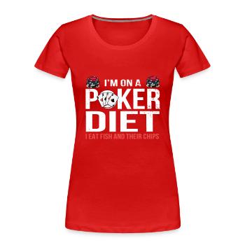 Poker Spieler Pokern Kartenspiel Karten Spiel - Frauen Premium Bio T-Shirt - Rot - Vorne - Mia (176cm)