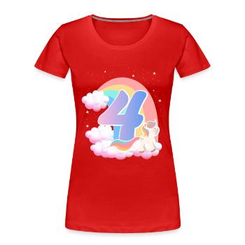 4 Einhorn Regenbogen Wolken Kleines Pony 4. - Frauen Premium Bio T-Shirt - Rot - Vorne - Mia (176cm)