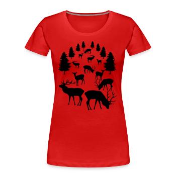 Hirsche, Rehe, Rotwild, Damwild, Hirsch, Rehbock - Frauen Premium Bio T-Shirt - Rot - Vorne - Mia (176cm)