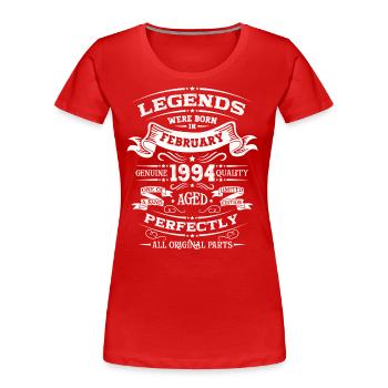 30. Geburtstag Original Februar Jahrgang 1994 - Frauen Premium Bio T-Shirt - Rot - Vorne - Mia (176cm)