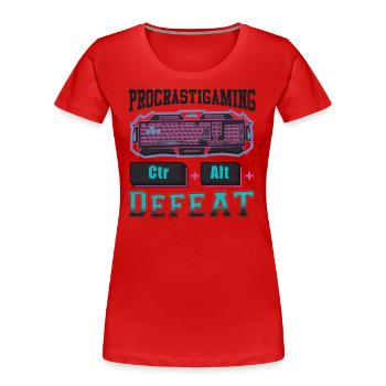 Gamer Procrastigaming CTR Alt Defeat Gaming - Frauen Premium Bio T-Shirt - Rot - Vorne - Mia (176cm)